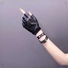 Studded Faux Leather Bracelet / Faux Leather Gloves