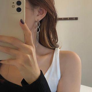 Hoop Drop Earring 1 Pair - 925 Silver Needle - Silver - One Size