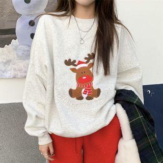 Christmas Deer Print Sweatshirt