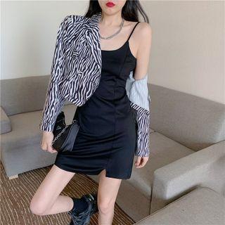 Zebra Print Blazer / Spaghetti Strap Dress