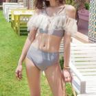 Set: Ruffle Cold Shoulder Bikini + Drawstring Swim Skirt