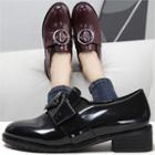 Hoop-buckle Round-toe Patent Loafers
