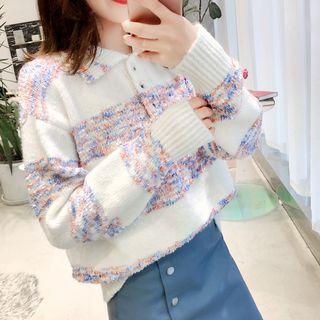 Striped Polo Collared Sweater