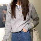 Plain Knit Polo Shirt Gray - One Size