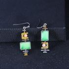 Turquoise Asymmetrical Alloy Dangle Earring 1 Pair - Green & Yellow - One Size