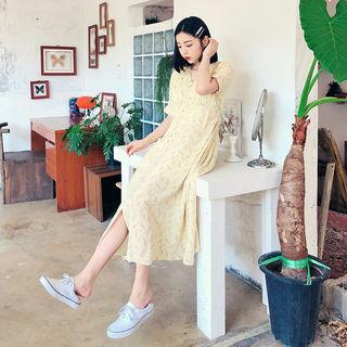 Shirtwaist Long Floral Dress