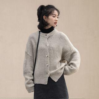 Plain Cardigan Gray Beige - One Size