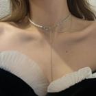 Layered Faux Pearl Sterling Silver Choker