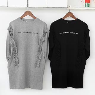 Lettering Ruffle T-shirt Dress