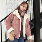 Faux Shearling Lined Corduroy Buttoned Jacket