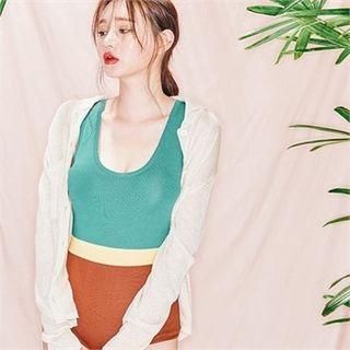 Color-block Knit Swimsuit