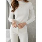 Shirred-panel Rhinestone-trim Knit Top