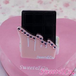 Sweet Pink Swarovski Crystal Choco Bar Ring Silver - One Size