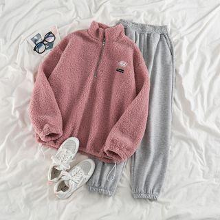 Faux Shearling Half-zip Pullover / Sweatpants