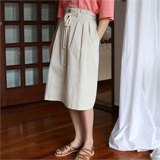 Drawstring-waist Cotton Skirt