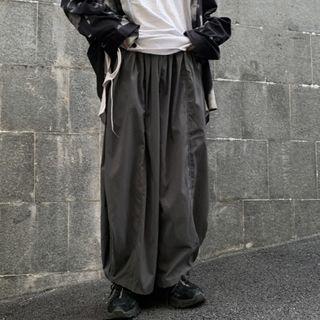 Plain Wide-leg Cargo Pant