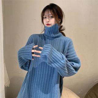 Ribbed Knit Turtleneck Sweater