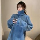Ribbed Knit Turtleneck Sweater