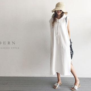 Sleeveless Long Hoodie Dress Green - One Size