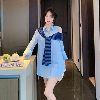 Cold-shoulder Mock Two-piece Shirt