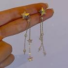 Star Stud Earring / Bead Fringed Drop Earring 1 Pair - Silver Stud - Silver - One Size