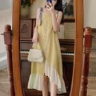 Sleeveless Asymmetrical Ruffled Midi A-line Dress