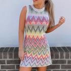 Sleeveless Color Block Mini Dress