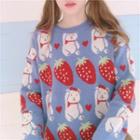 Strawberry Sweater Blue - One Size