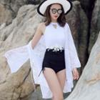 Set: Swimsuit + Hooded Lace Cover-up