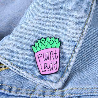 Plant Brooch Pink & Green - One Size