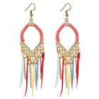 Feather Fringed Drop Earring 1 Pair - As Shown In Figure - One Size