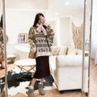 Ethnic-print Animal Print Knit Sweater As Shown In Figure - One Size
