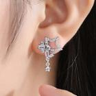 925 Sterling Silver Rhinestone Star Dangle Earring 1 Pair - With Plastic Earnuts - Ear Stud - Star - One Size