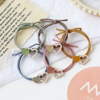Faux Pearl Alloy Heart Hair Tie