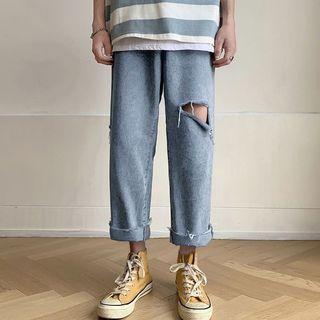 Ripped Shift Denim Cropped Pants