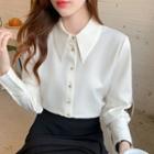 Pointed-collar Silky Shirt