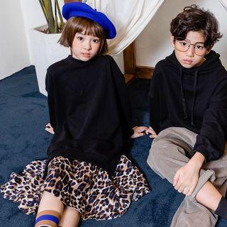 Family Matching Long-sleeve Print Panel Midi Dress