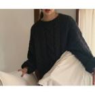 [dearest] Drop-shoulder Cable-knit Sweater (charcoal Gray) One Size