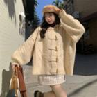 Toggle-front Hooded Cable Knit Cardigan