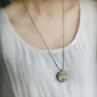 Ceramic Tree Pendant Necklace Green - One Size