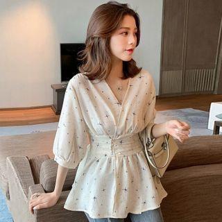 Puff-sleeve All Over Star Top