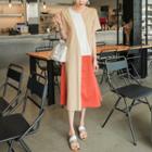 Ruffle-hem Color-block Long Dress