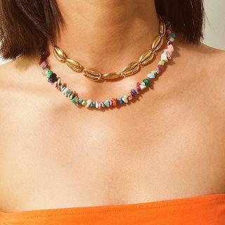 Shell & Irregular Bead Layered Choker