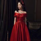Short-sleeve Off-shoulder A-line Ball Gown
