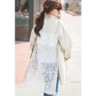 Epaulette-shoulder Lace-back Trench Coat