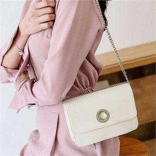 Eyelet-detail Flap Shoulder Bag