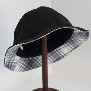 Plaid Lettering Bucket Hat