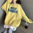 Oversized Mock Two-piece Lettering Long-sleeve Sweatshirt