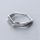 925 Sterling Silver Geometric Layered Ring Silver - One Size