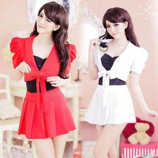 Set: Camisole + Short Sleeve Lightweight Jacket + A-line Skirt